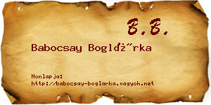 Babocsay Boglárka névjegykártya